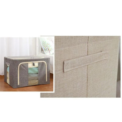 Set 3 x Organizator Pliabil cu Fermoar si Fereastra pentru Depozitare 24L + 66L + 100L, Gri