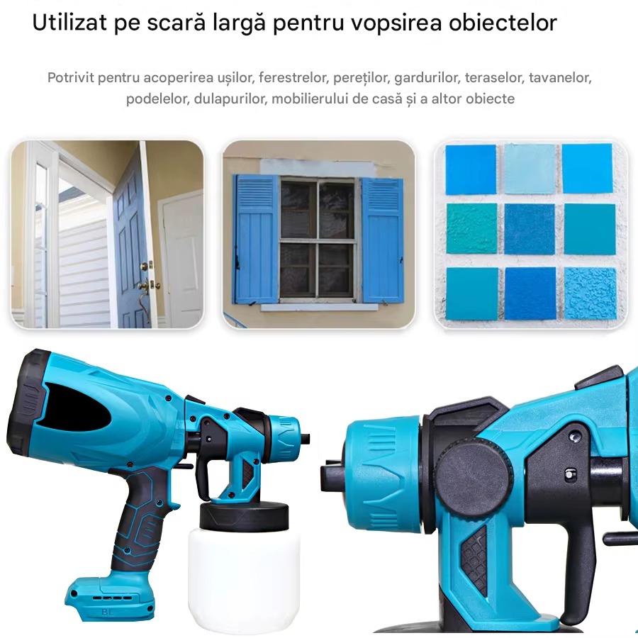 Dispozitiv Vopsire Electric 48V, 2 Acumulatori, 3 Duze, Rezervor Mare 800ml, Pulverizare Rapida si Eficienta