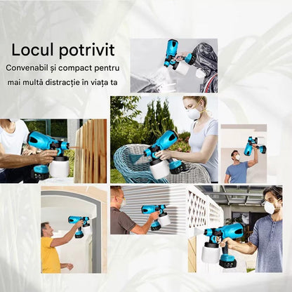 Dispozitiv Vopsire Electric 48V, 2 Acumulatori, 3 Duze, Rezervor Mare 800ml, Pulverizare Rapida si Eficienta