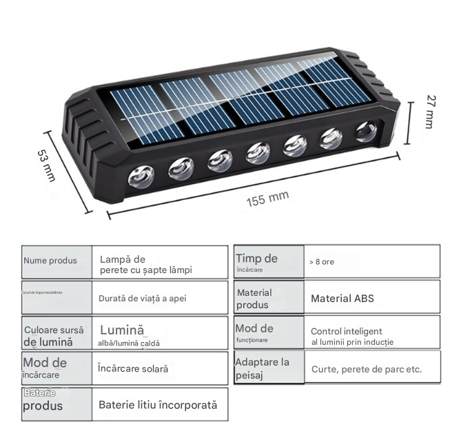 Set 2 x Lampa Solara Perete LED XF-7727, Iluminare Dubla, Alimentare Solara, Rezistenta la Apa, Iluminat Exterior Curte Terasa Gradina