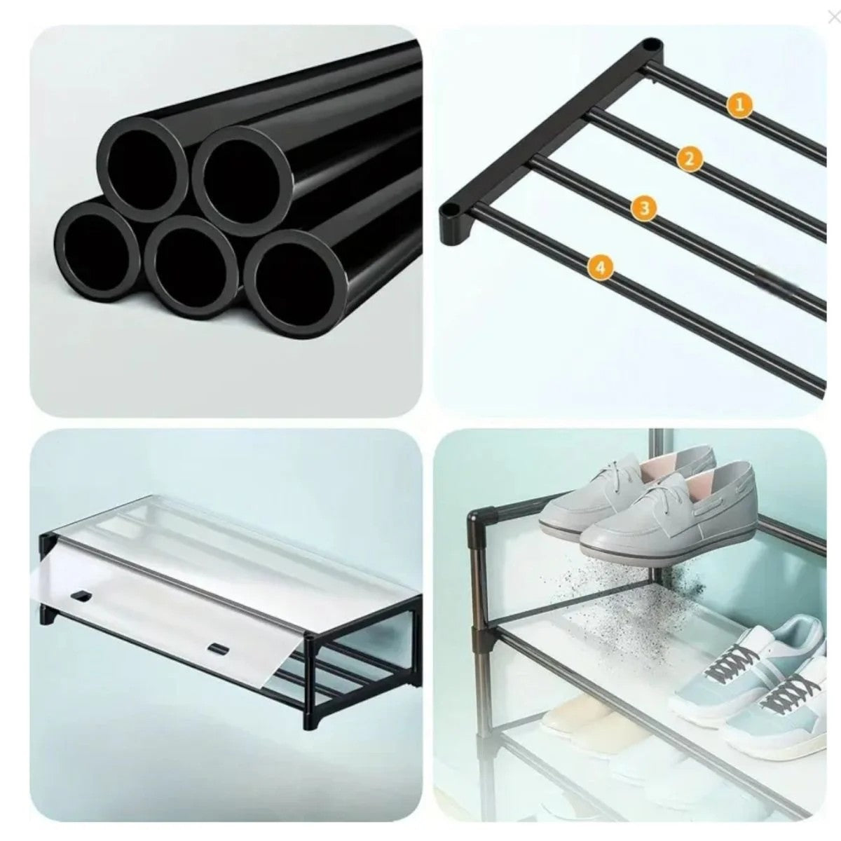 Organizator Hol cu Cuier si Dulap Pantofi, 4 Sertare, Raft Depozitare, Structura Metalica, 169x57x35 cm