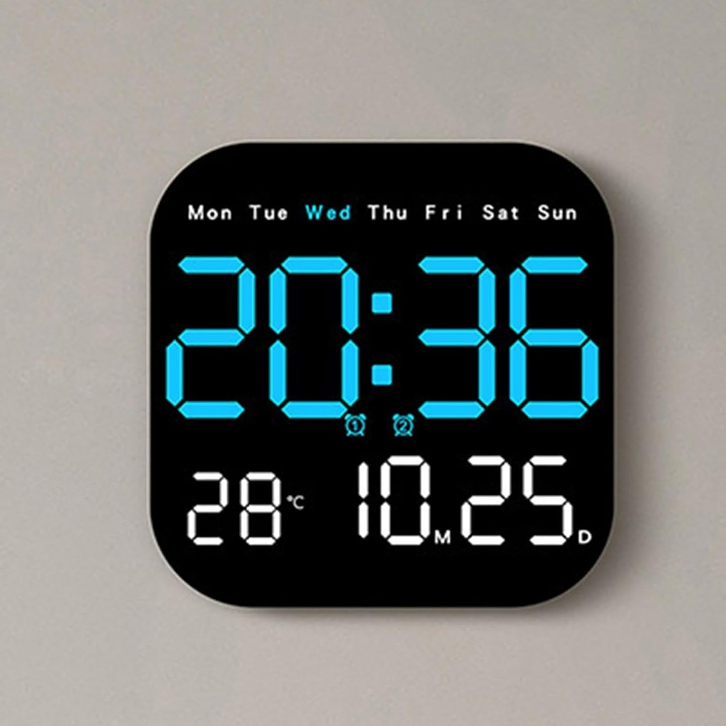 Ceasul Digital LED Cu Telecomanda Afisaj Ora Data Temperatura, Functie Alarma, Montaj Perete Sau Birou, Design Modern, Negru, Compact