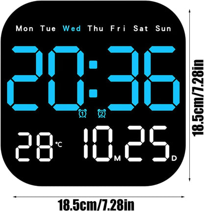 Ceasul Digital LED Cu Telecomanda Afisaj Ora Data Temperatura, Functie Alarma, Montaj Perete Sau Birou, Design Modern, Negru, Compact