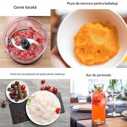 Blender De Mana 4 in 1 500W Multifunctional Cu Tocator Si Pahar – Putere Mare Pentru Preparare Rapida Si Eficienta