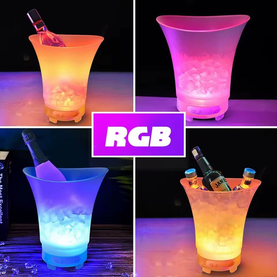 Frapiera cu Boxa Bluetooth si LED Multicolor 7L – Galeata pentru Bauturi Reci, Decor Luminos pentru Petreceri