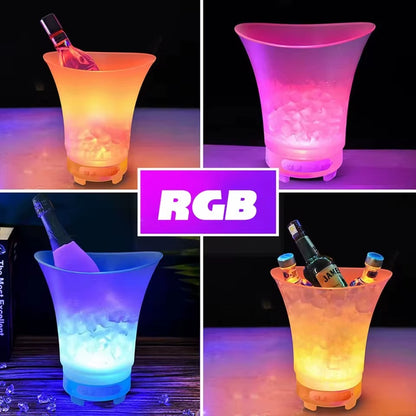 Frapiera cu Boxa Bluetooth si LED Multicolor 7L – Galeata pentru Bauturi Reci, Decor Luminos pentru Petreceri