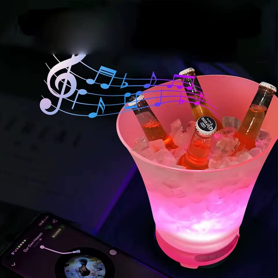 Frapiera cu Boxa Bluetooth si LED Multicolor 7L – Galeata pentru Bauturi Reci, Decor Luminos pentru Petreceri