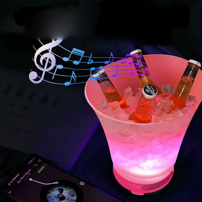 Frapiera cu Boxa Bluetooth si LED Multicolor 7L – Galeata pentru Bauturi Reci, Decor Luminos pentru Petreceri