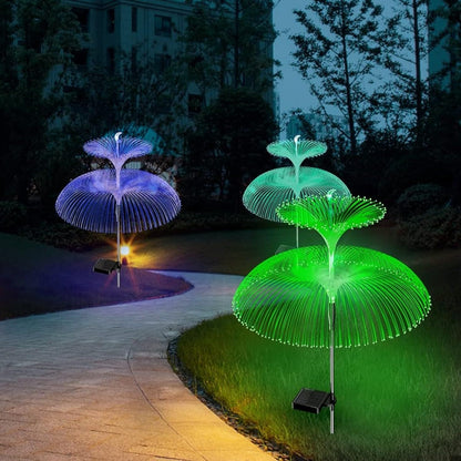 Set 4 x Lampa Solara Decorativa Meduza Dubla cu Lumina Multicolora, IP65 Rezistente la Apa, Panou Solar si 8 Moduri Iluminare