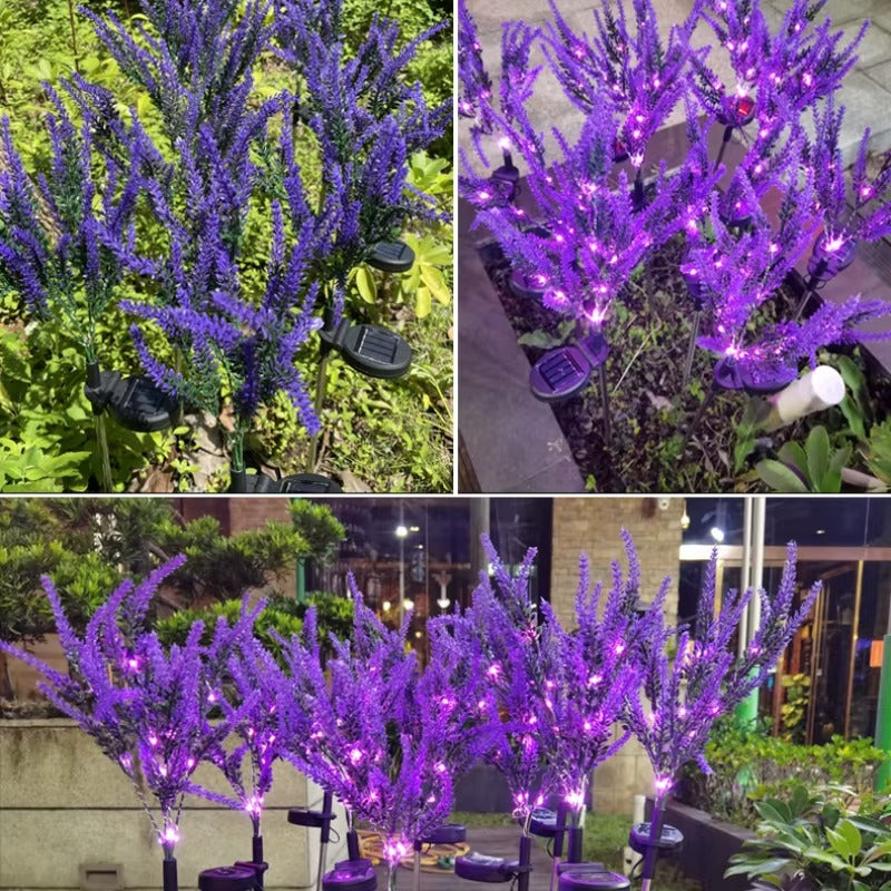 Set 4 x Lampi Solare Decorative Lavanda cu LED Lumina Calda, Rezistente la Apa IP65, Panou Solar Integrat, Iluminat Exterior pentru Gradina si Alei