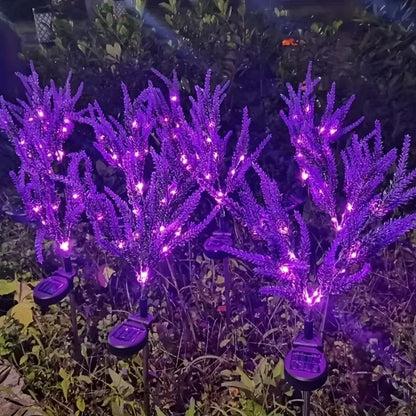 Set 2 x Lampi Solare Decorative Lavanda cu LED Lumina Calda, Rezistente la Apa IP65, Panou Solar Integrat, Iluminat Exterior pentru Gradina si Alei
