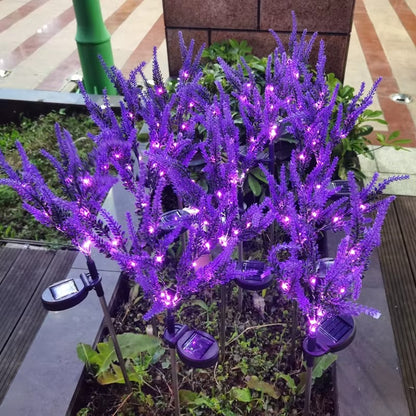 Set 2 x Lampi Solare Decorative Lavanda cu LED Lumina Calda, Rezistente la Apa IP65, Panou Solar Integrat, Iluminat Exterior pentru Gradina si Alei