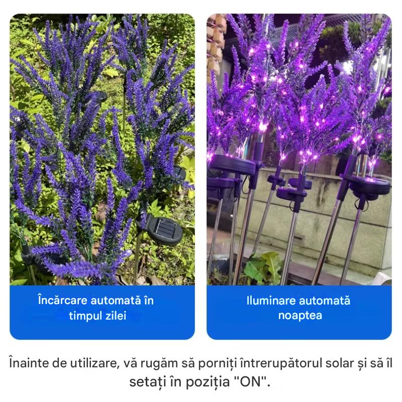Set 2 x Lampi Solare Decorative Lavanda cu LED Lumina Calda, Rezistente la Apa IP65, Panou Solar Integrat, Iluminat Exterior pentru Gradina si Alei