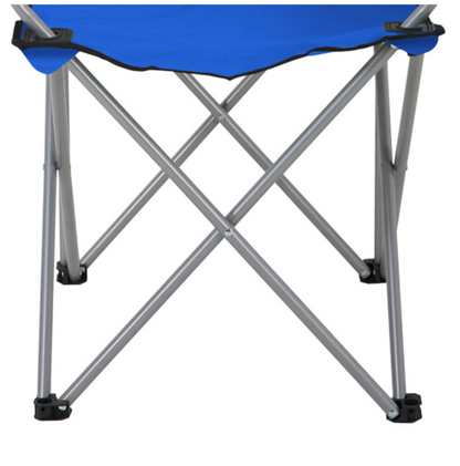 Scaun Pliabil Pentru Camping Cu Cadru Otel Si Material Poliester, Suport Pahar, Usor De Transportat, Design Confortabil Albastru