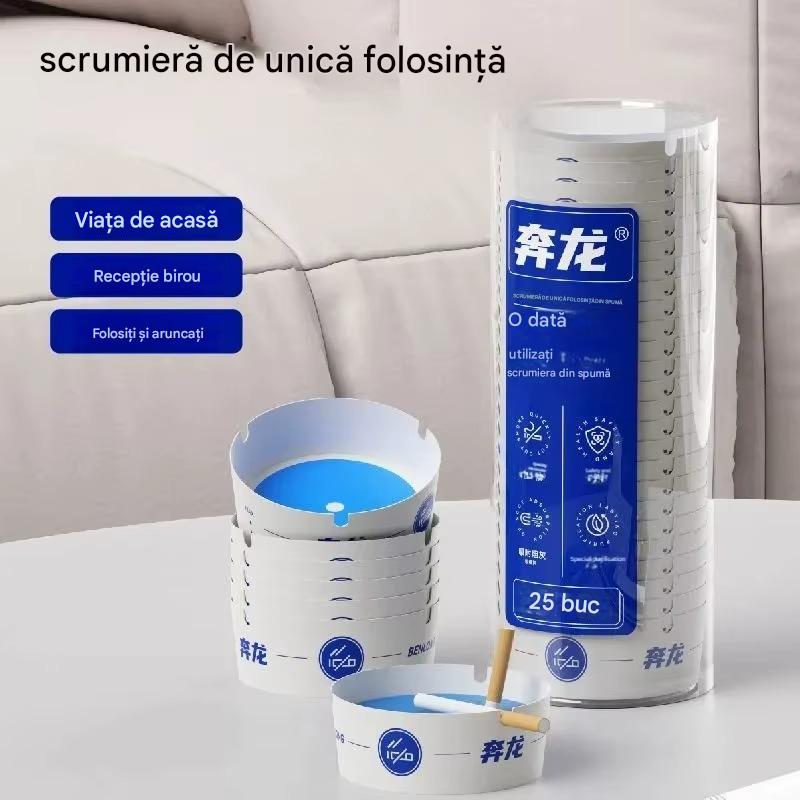 Set 25 X Scrumiere De Unica Folosinta Din Hartie Groasa, Portabile, Anti Miros, Cu Absorbtie Fum, Pentru Interior Si Exterior