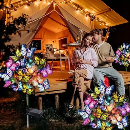 Set 2 X Lampi Solare Fluturi LED 70 Cm, Iluminare Automata Cu Senzor Lumina, Rezistente La Apa IP66, Decor Gradina Exterior