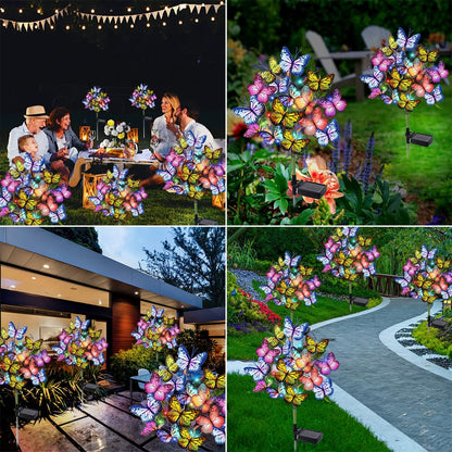 Set 2 X Lampi Solare Fluturi LED 70 Cm, Iluminare Automata Cu Senzor Lumina, Rezistente La Apa IP66, Decor Gradina Exterior