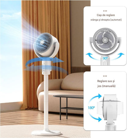 Ventilator 3 In 1 Reglabil Pe Inaltime Cu Telecomanda, 3 Viteze, Oscilatie Automata, Design Modern Pentru Racire Eficienta