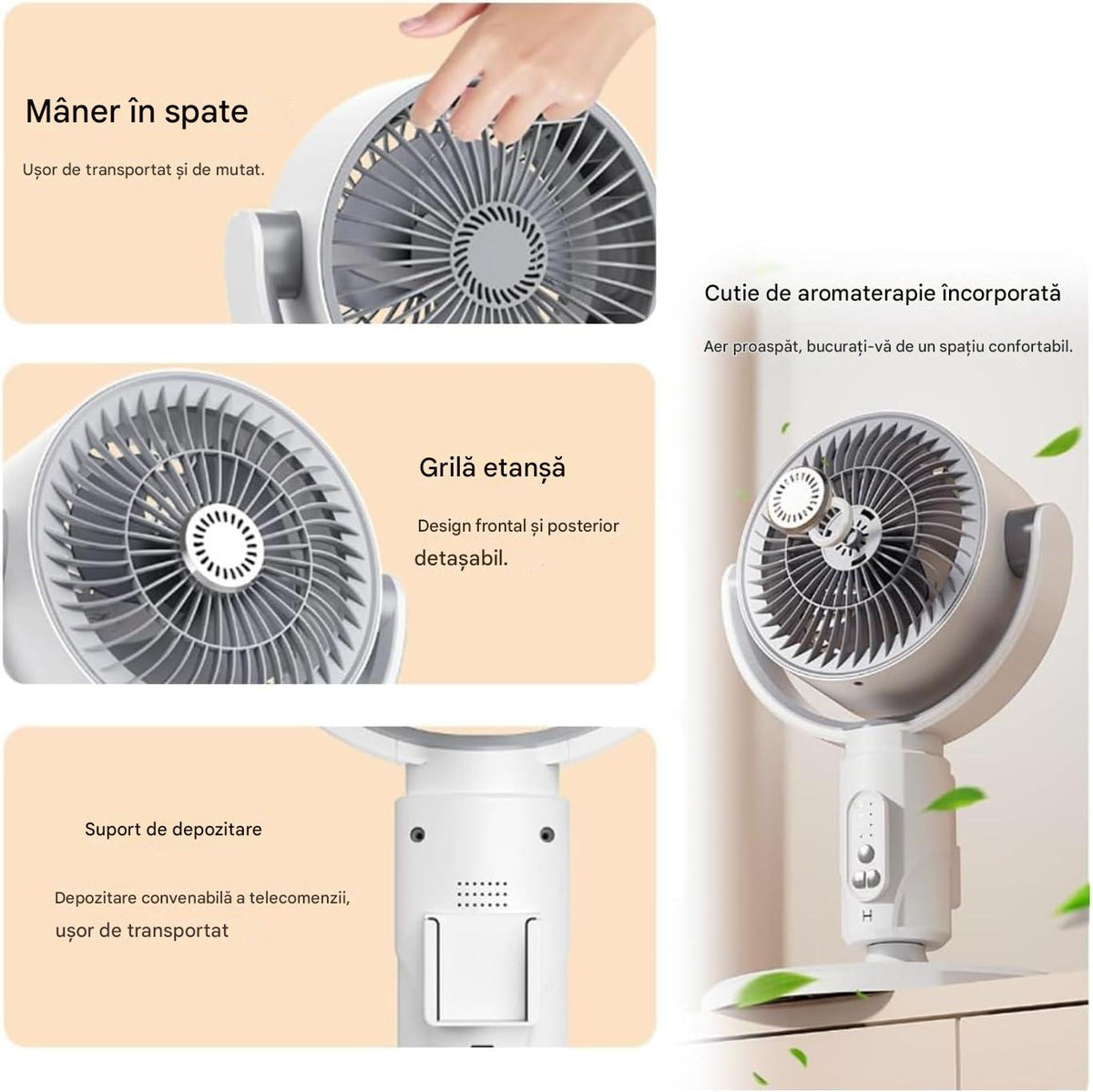 Ventilator 3 In 1 Reglabil Pe Inaltime Cu Telecomanda, 3 Viteze, Oscilatie Automata, Design Modern Pentru Racire Eficienta