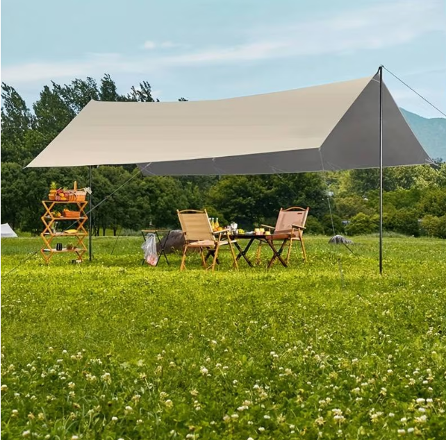 Cort Umbrar 3x5m Impermeabil Cu Protectie UV UPF50+, 2 Stalpi Metalici, Gri