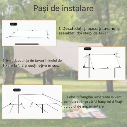 Cort Umbrar 3x5m Impermeabil Cu Protectie UV UPF50+, 2 Stalpi Metalici, Gri