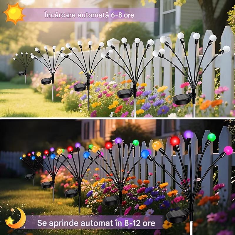 Set 6 x Lampi Solare Gradina Cu Bulbi Multicolori, Iluminare Automata, Rezistente La Apa