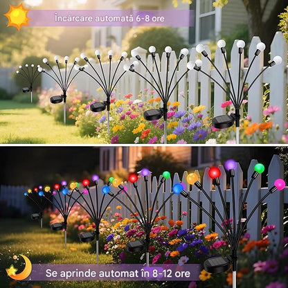 Set 6 x Lampi Solare Gradina Cu Bulbi Multicolori, Iluminare Automata, Rezistente La Apa