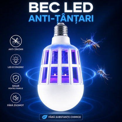 Set 2 X Bec LED Antitantari 9W Cu Lampa UV, Lumina Alba, Protectie Eficienta Impotriva Insectelor