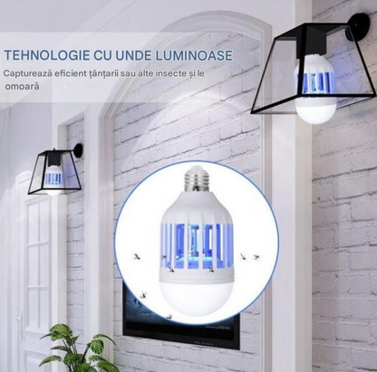 Set 2 X Bec LED Antitantari 9W Cu Lampa UV, Lumina Alba, Protectie Eficienta Impotriva Insectelor
