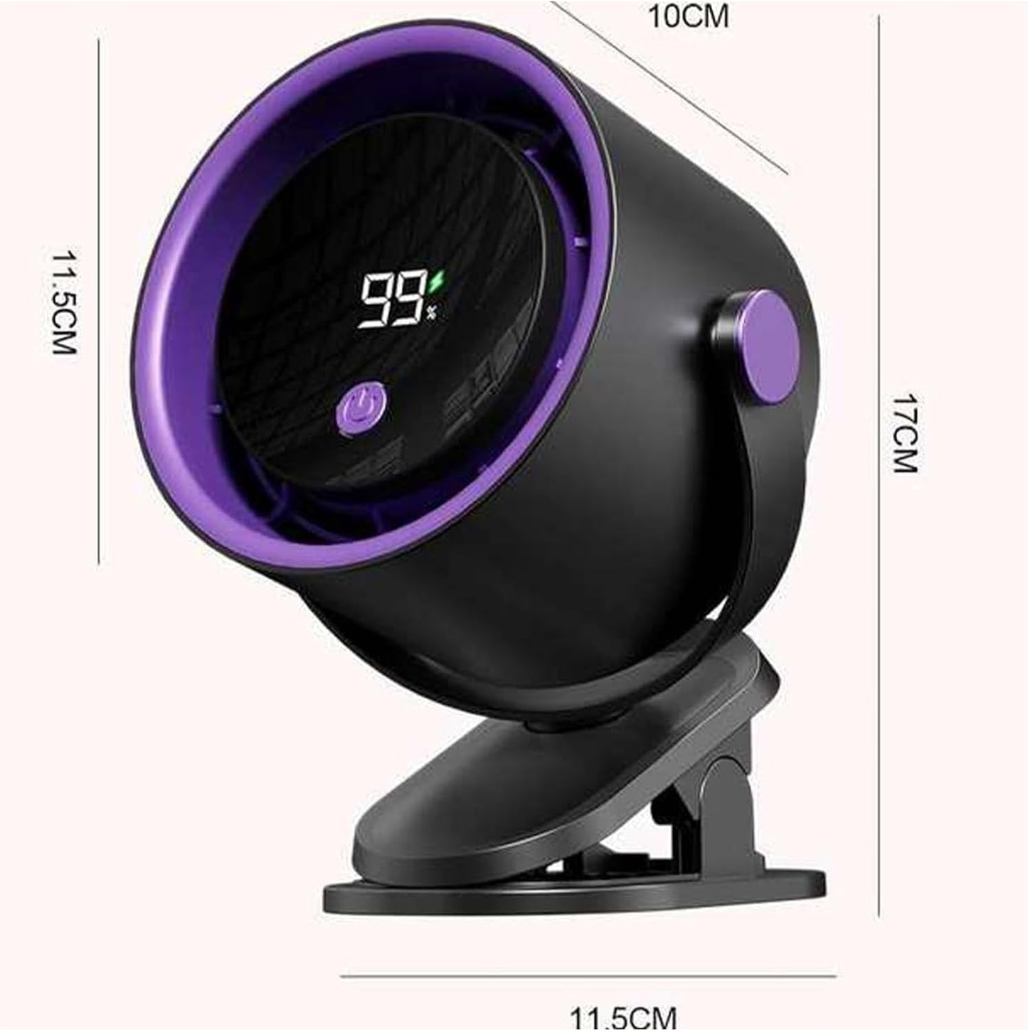 Ventilator Portabil Reincarcabil Cu Afisaj Digital, Clips Reglabil si Rotire 360 Grade, Silentios, Diverse Culori