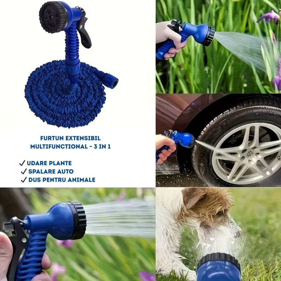 Furtun Extensibil 30 Metri cu Picurator pentru Ghivece – Sistem Udare Automata pentru Gradina si Plante