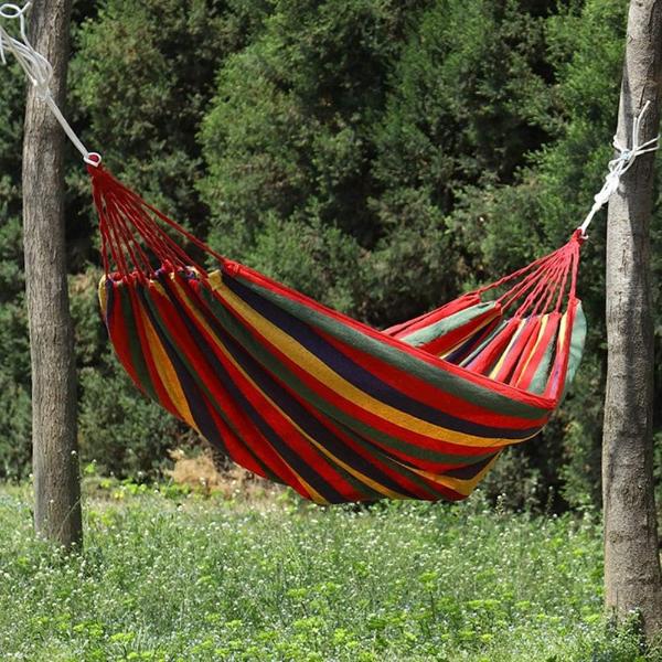 Hamac Multicolor 180x80 cm din Bumbac – Hamac Gradina si Camping cu Sistem de Prindere Inclus