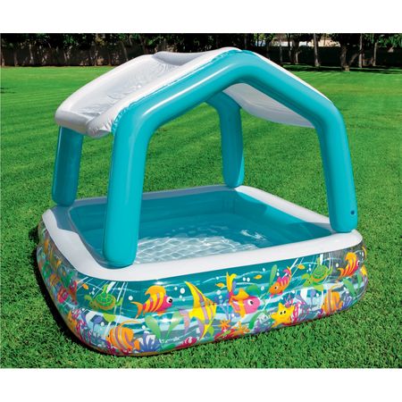 Piscina Gonflabila cu Acoperis model Casuta pentru Copii si Protectie UV ,157 x 157 x 122 cm