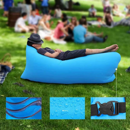Saltea Gonflabila Sezlong Lazy Bag cu Umflare Rapida fara Pompa – Ideala pentru Plaja, Piscina si Drumetii