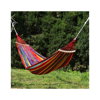 Set 2 x Hamac Colorat cu Bare din Lemn 200x80 cm – Hamac Gradina, Terasa si Camping din Bumbac Rezistent