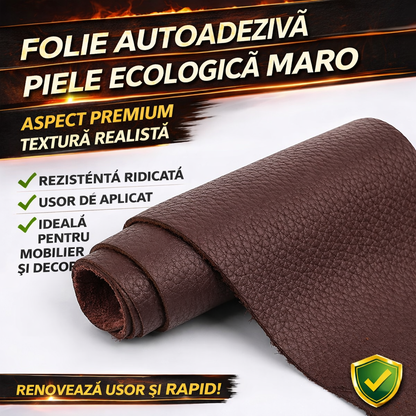 Folie Autoadeziva Piele Ecologica Maro 75x250 cm, Material Premium, Rezistenta, Ideala pentru Mobilier si Decor Interior