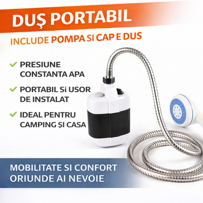 Dus Portabil cu Incarcare USB pentru Camping cu Robinet Incorporat pentru Interior/Exterior