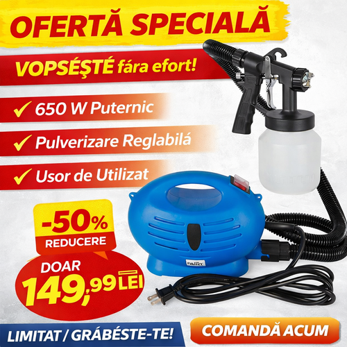 Aparat Vopsit Electric Paint Zoom Pistol Vopsire cu Pulverizare Reglabila 3 Moduri Interior Exterior Usor de Folosit