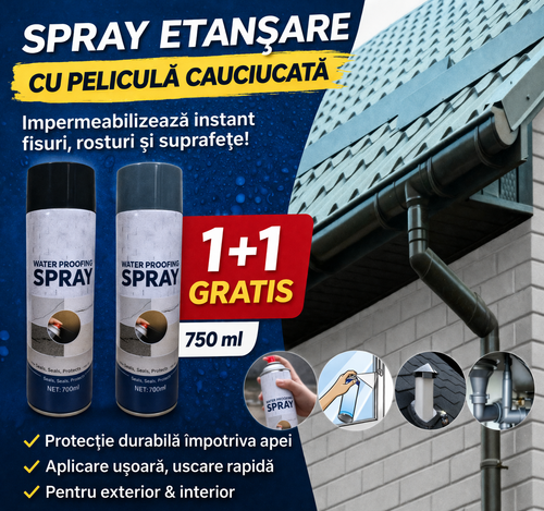 Set 2 x Spray Etansare Cauciuc Lichid 750 ml Impermeabilizare Fisuri Protectie Apa Reparatii Rapide Exterior Interior