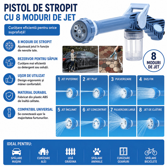 Dispozitiv Multifunctional EZ JET pentru Spalare si Irigare cu 8 Moduri de Pulverizare