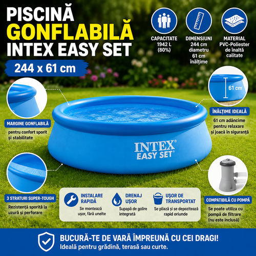 Piscina gonflabila cu filtru Intex Easy Set 244 x 61 cm