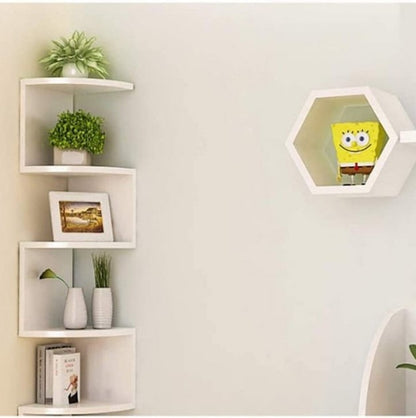 Raft de Colt Modern cu 4 Nivele, Design Compact, Economisire Spatiu, Montaj pe Perete, 86 x 20 x 20 cm