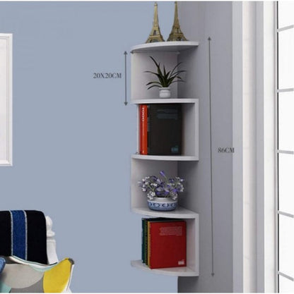 Raft de Colt Modern cu 4 Nivele, Design Compact, Economisire Spatiu, Montaj pe Perete, 86 x 20 x 20 cm