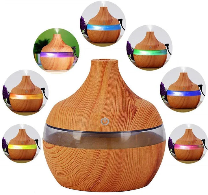 Set Difuzor Aromaterapie cu 12 Uleiuri Esentiale, Umidificator LED RGB, Cadou Relaxare si Aromaterapie pentru Casa