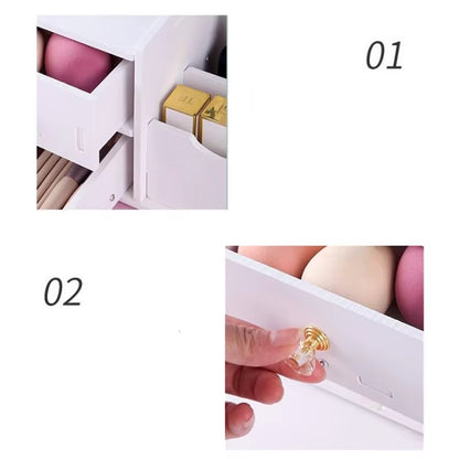 Organizator Cosmetice cu Oglinda si Sertare, Suport Machiaj Multifunctional, Design Elegant Alb, 40 x 20 cm
