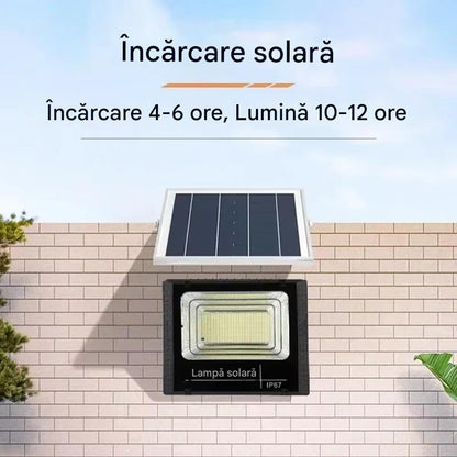 Proiector Solar LED 300W SMD cu Panou Solar si Telecomanda – IP65, Iluminare Puternica pentru Curte si Exterior