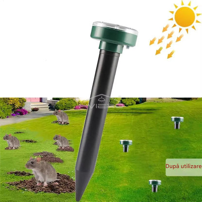 Set 4 x Dispozitiv Solar Anti Cartite si Rozatoare – Aparat cu Vibratii pentru Protectie Gradina si Gazon