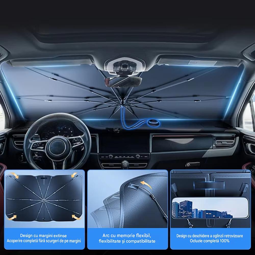 Parasolar Auto Tip Umbrela Pentru Parbriz, Protectie UV, Pliabil, Montaj Rapid, Protectie Impotriva Calduri