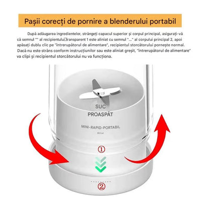 Blender Portabil Multifunctional Fresh Juice cu USB – Sticla Blender pentru Smoothie, Sucuri si Shake-uri, Lama Inox, Reincarcabil, 420 ml