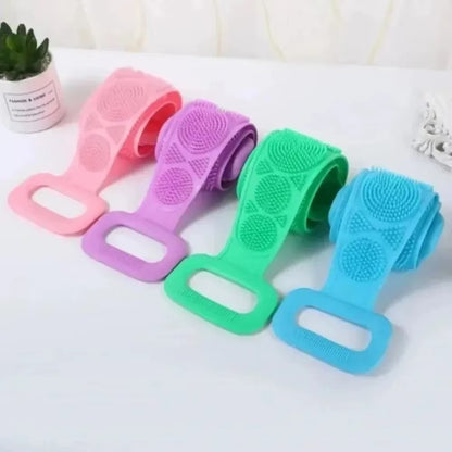Perie Silicon Spate cu Manere, Banda Exfolianta Corporala, Curatare Profunda si Masaj, Anti Celulita, Usor de Folosit, pentru Dus si Baie